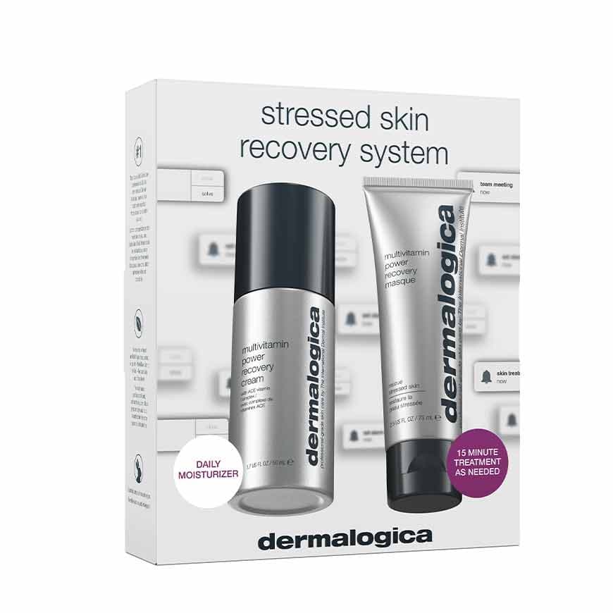 Calm the chaos. The Dermalogica Stressed Skin Recovery System heals sensitivity and locks in moisture for a resilient, radiant complexion. Shop the fix!